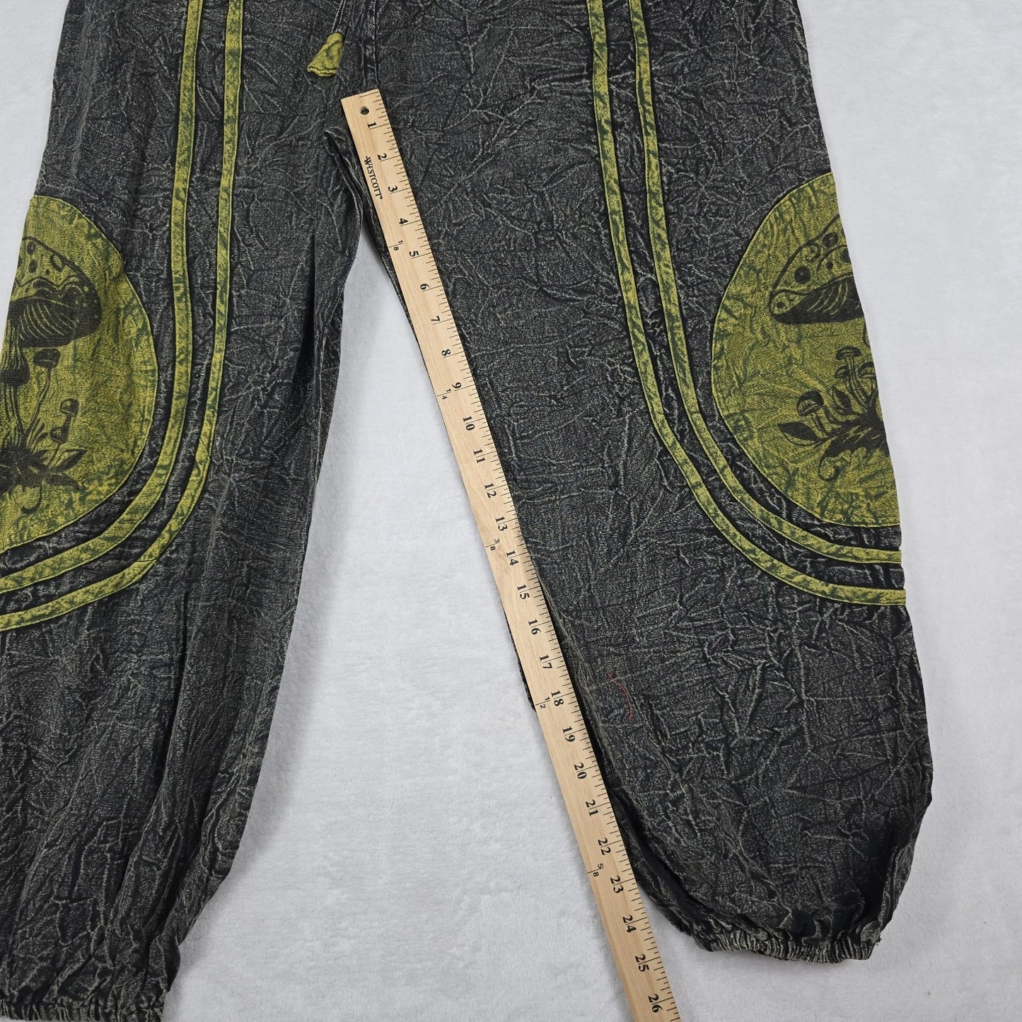 Boho Hippie Harem Pants Green Mushroom One Size