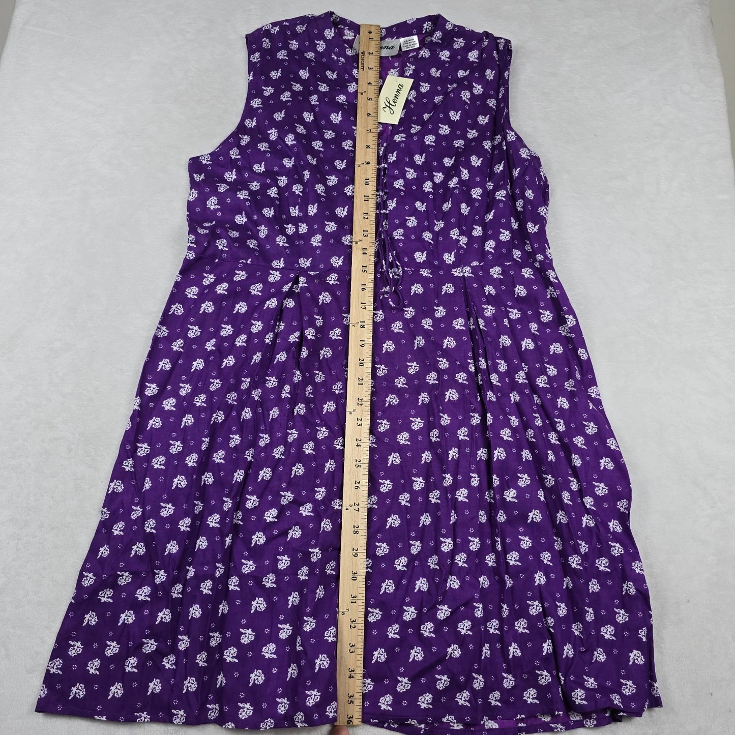 Purple Sleeveless Floral Dress Women's One Size