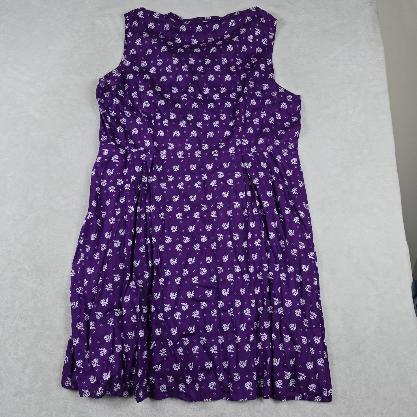Purple Sleeveless Floral Dress Women's One Size