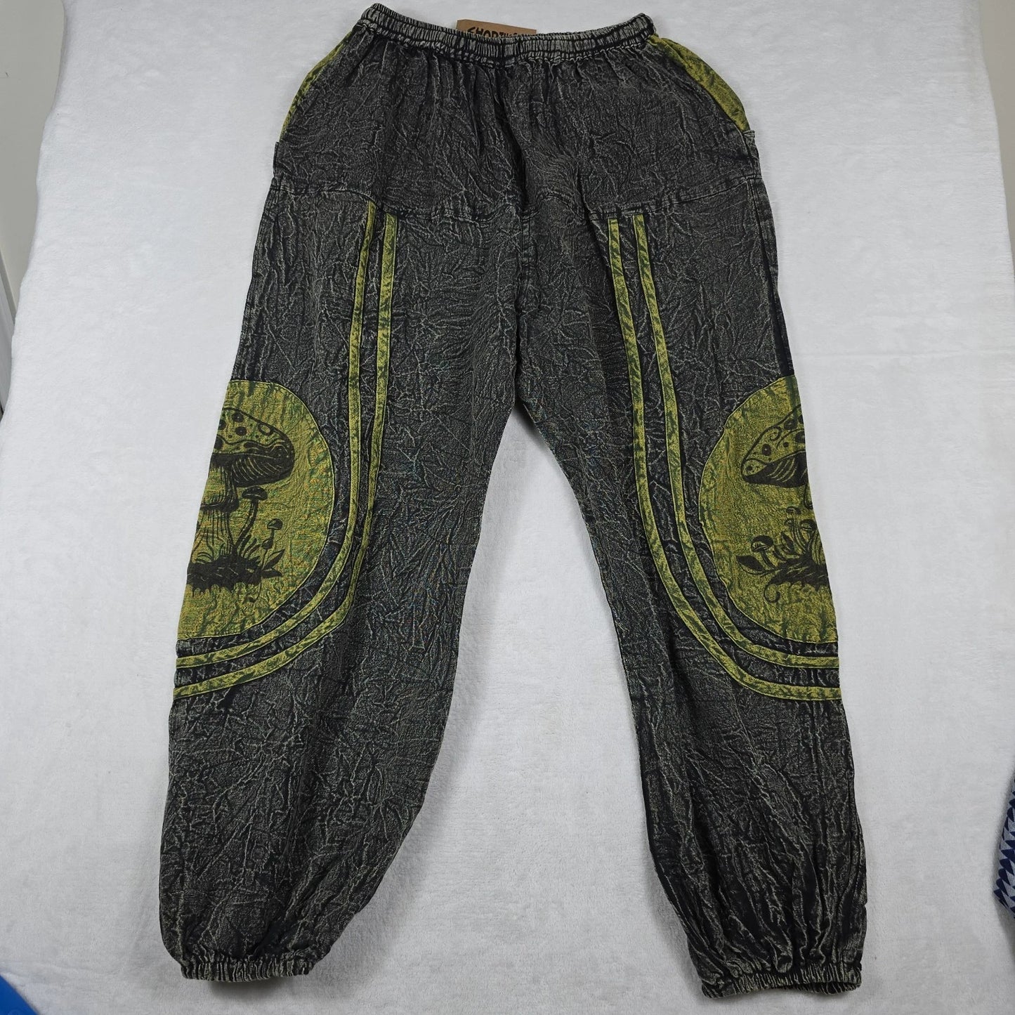 Boho Hippie Harem Pants Green Mushroom One Size