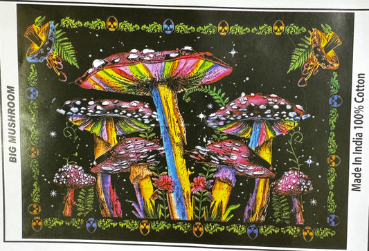 Big Magic Mushrooms Psychedelic Cotton Tapestry 55x85