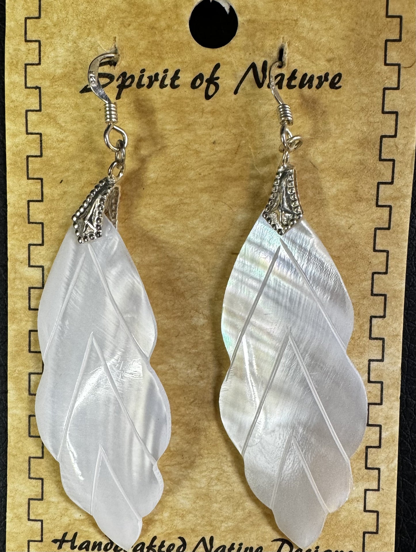 Spirit of Nature Iridescent White Pearl Leaf Earrings