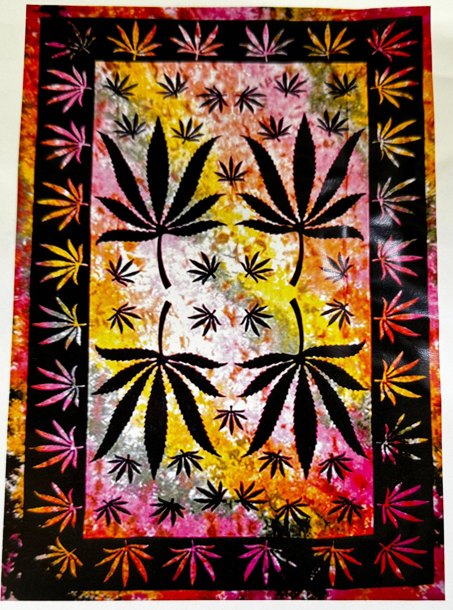 Tie-Dye 4 Leaf Cannabis Psychedelic Mini Tapestry 42x30