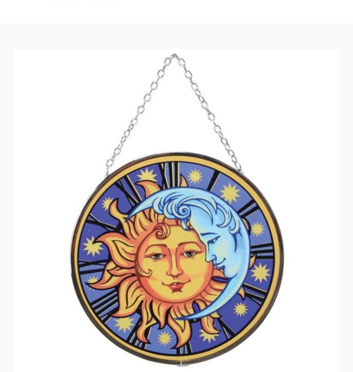 Celestial Magic: Sun and Moon Stained Glass Suncatcher