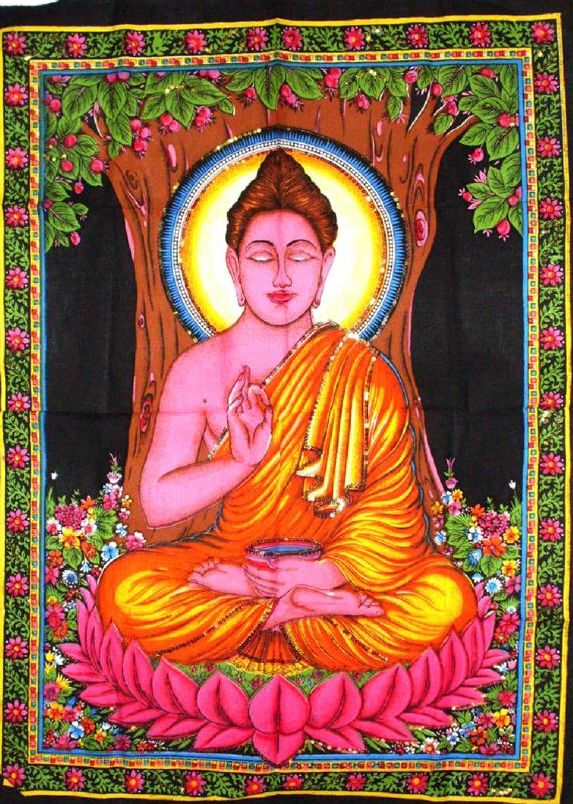 Buddha Vibrant Spiritual Fabric Tapestry Poster Sequins