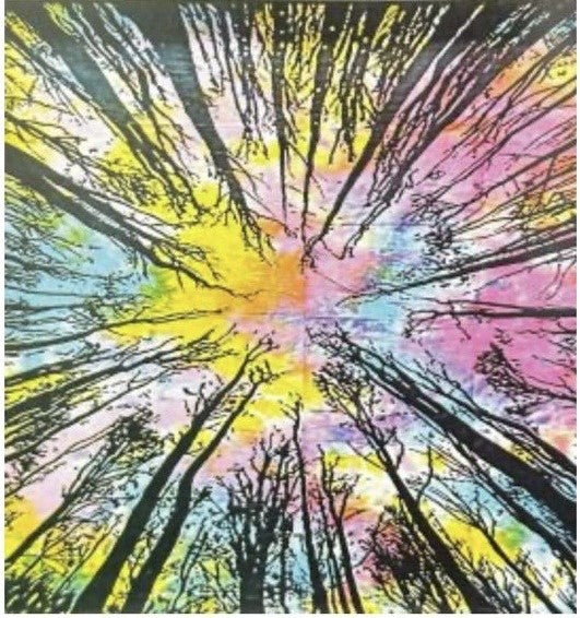 Forest Canopy Trees Tie Dye Tapestry 55x85