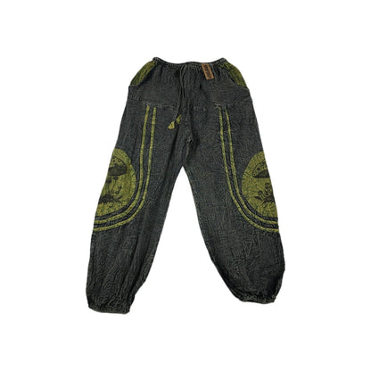 Boho Hippie Harem Pants Green Mushroom One Size