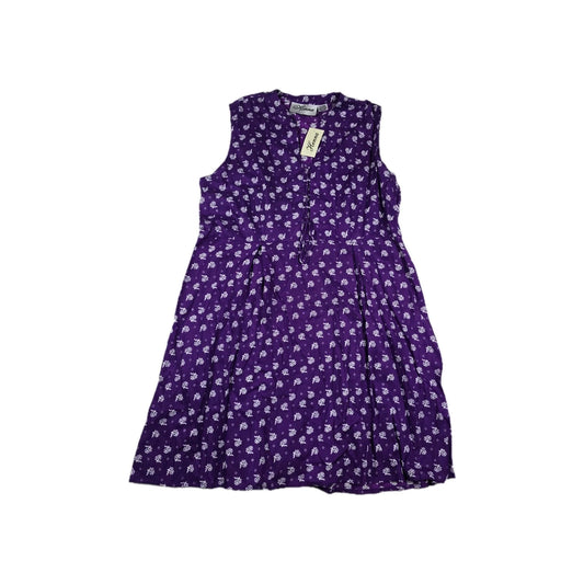 Purple Sleeveless Floral Dress Women's One Size
