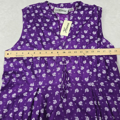Purple Sleeveless Floral Dress Women's One Size