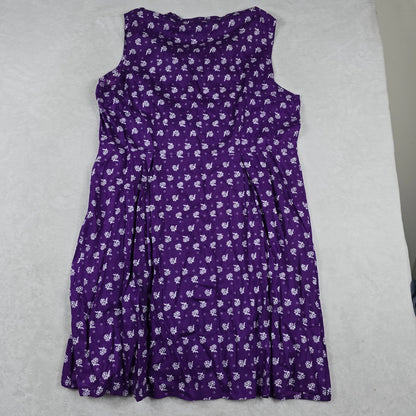 Purple Sleeveless Floral Dress Women's One Size