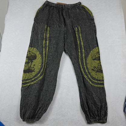 Boho Hippie Harem Pants Green Mushroom One Size