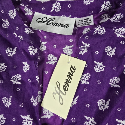 Purple Sleeveless Floral Dress Women's One Size